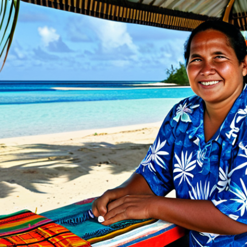 Home 17 나우루 치안 및 안전 - Island Life & Respect**
A friendly local Nauruan woman in traditional, fully clothed attire, sellin...